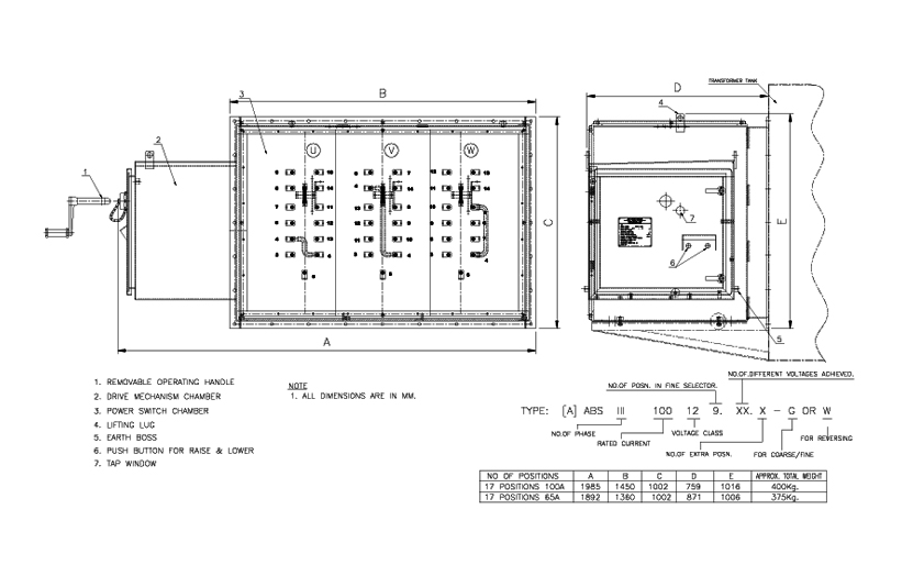 11 KV Dry-Type OLTC Dimensions